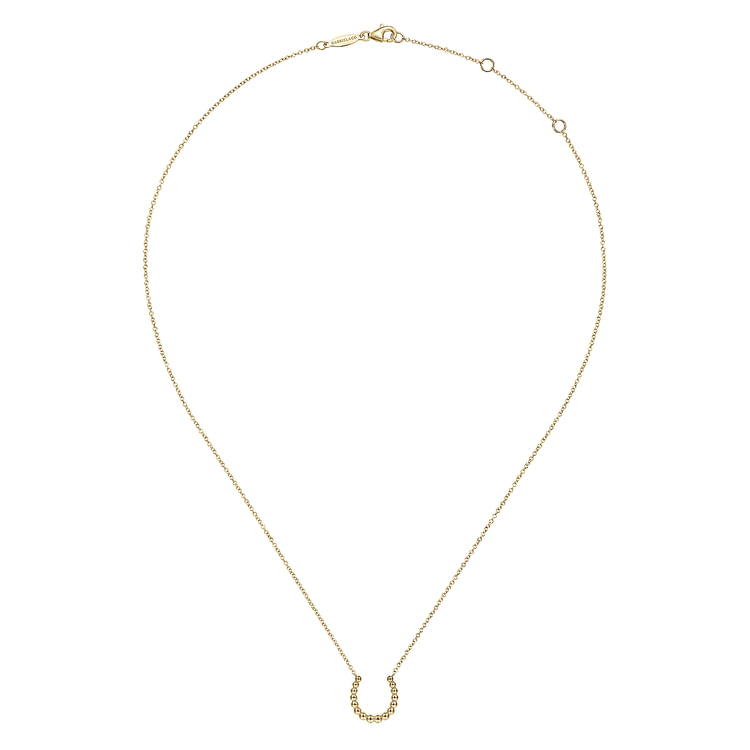 14K Yellow Gold Bujukan Bead Horseshoe Necklace