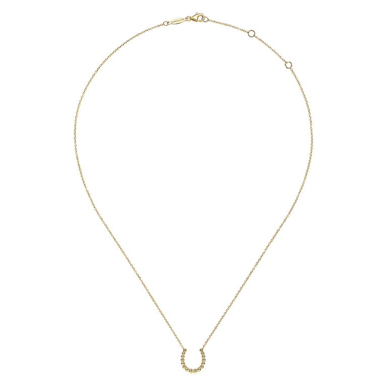 14K Yellow Gold Bujukan Bead Horseshoe Necklace - Shot 2