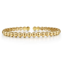 14K Yellow Gold Bujukan Bead Open Bangle