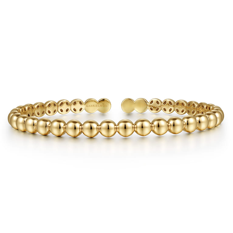 14K Yellow Gold Bujukan Bead Open Bangle - Shot 1