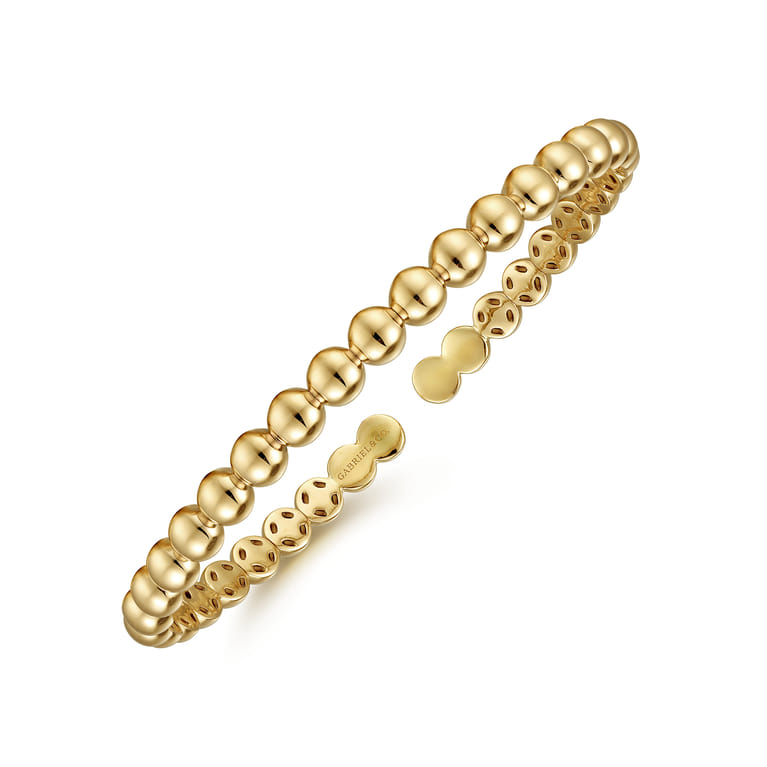 14K Yellow Gold Bujukan Bead Open Bangle - Shot 2