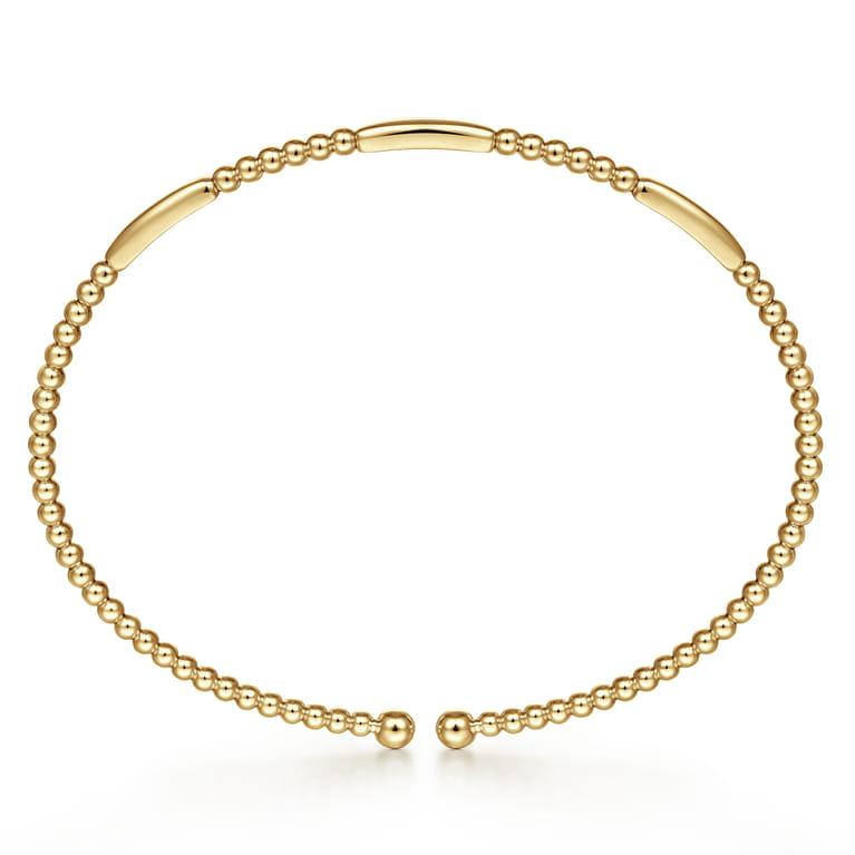 14K Yellow Gold Bujukan Bead Open Bangle - Shot 3