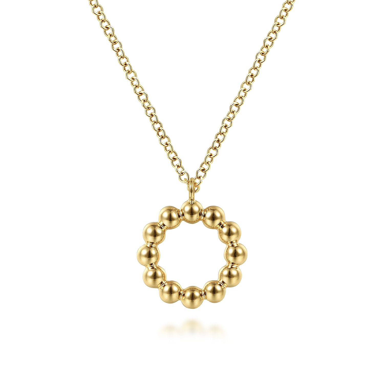 14K Yellow Gold Bujukan Bead Open Circle Pendant Necklace