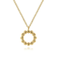 14K Yellow Gold Bujukan Bead Open Circle Pendant Necklace