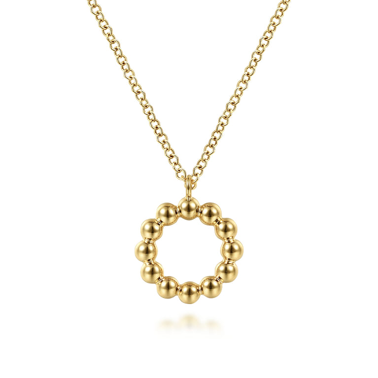14K Yellow Gold Bujukan Bead Open Circle Pendant Necklace - Shot 1