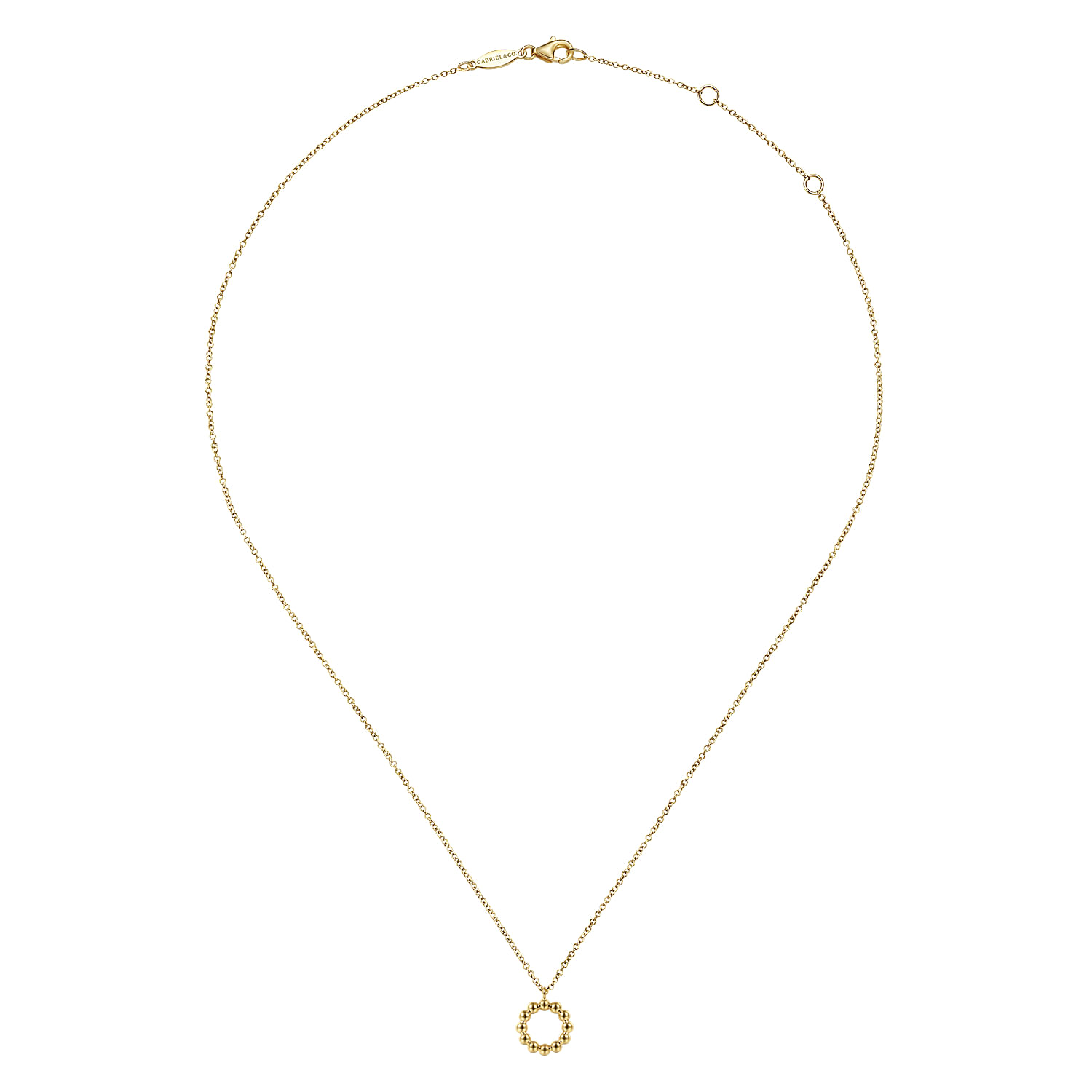 14K Yellow Gold Bujukan Bead Open Circle Pendant Necklace