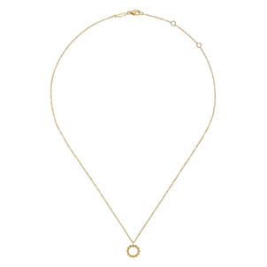 14K Yellow Gold Bujukan Bead Open Circle Pendant Necklace