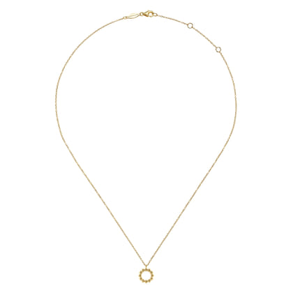 14K Yellow Gold Bujukan Bead Open Circle Pendant Necklace