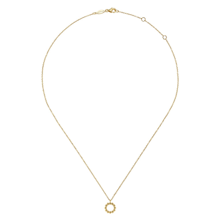 14K Yellow Gold Bujukan Bead Open Circle Pendant Necklace - Shot 2