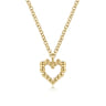 14K Yellow Gold Bujukan Bead Open Heart Pendant Necklace