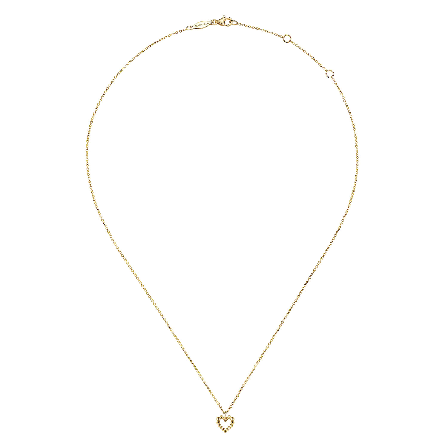 14K Yellow Gold Bujukan Bead Open Heart Pendant Necklace