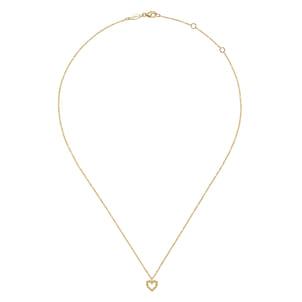 14K Yellow Gold Bujukan Bead Open Heart Pendant Necklace