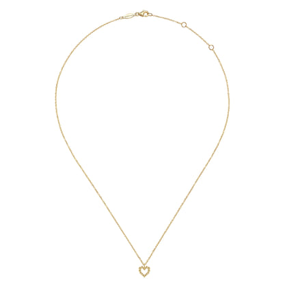 14K Yellow Gold Bujukan Bead Open Heart Pendant Necklace