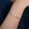 14K Yellow Gold Bujukan Bead Split Bracelet with Pearl and Diamond Caps - 0.05 ct