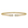 14K Yellow Gold Bujukan Bead Split Cuff Bracelet with Bezel Set Diamonds - 0.22 ct