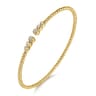 14K Yellow Gold Bujukan Bead Split Cuff Bracelet with Bezel Set Diamonds - 0.22 ct