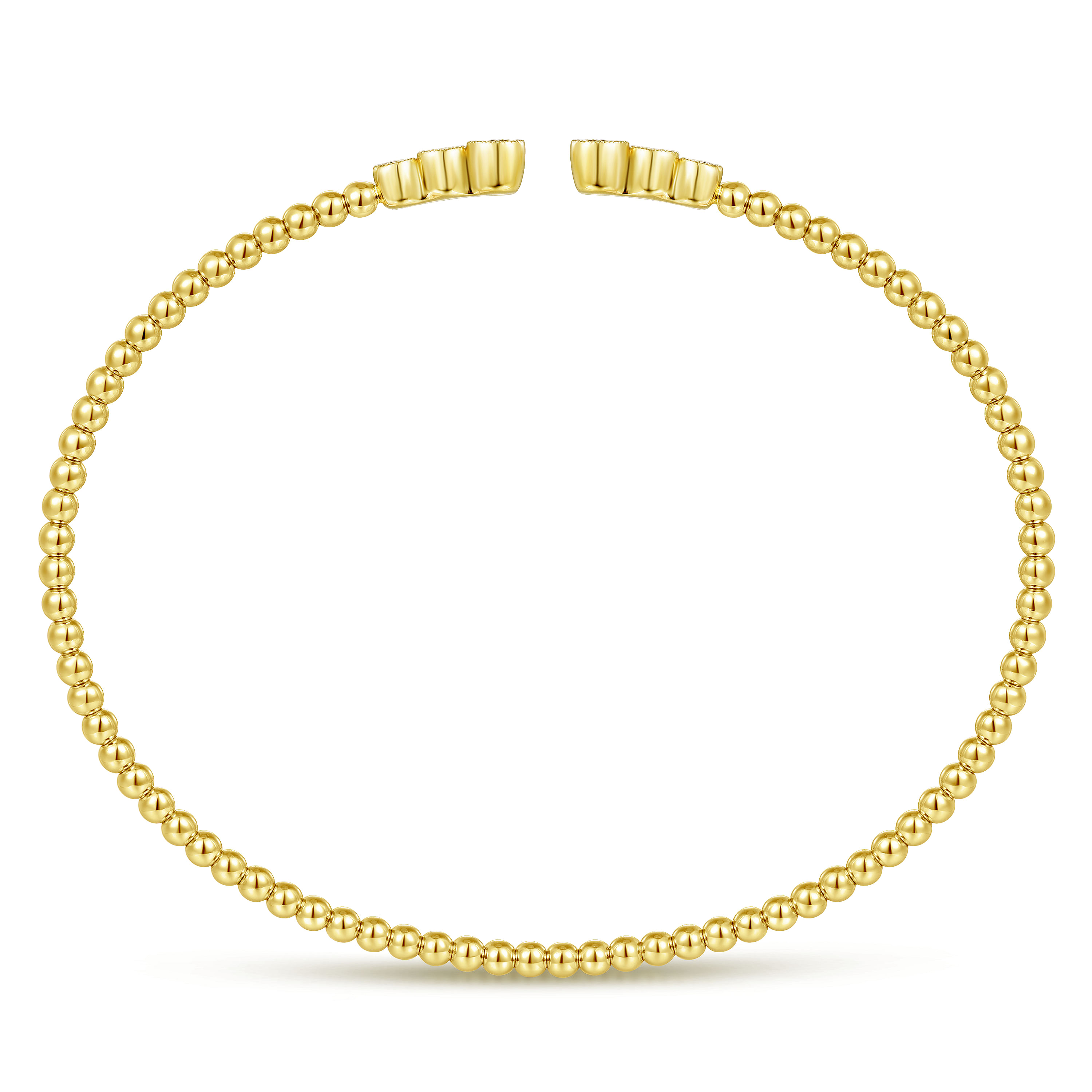 14K Yellow Gold Bujukan Bead Split Cuff Bracelet with Bezel Set Diamonds - 0.24 ct - Shot 3
