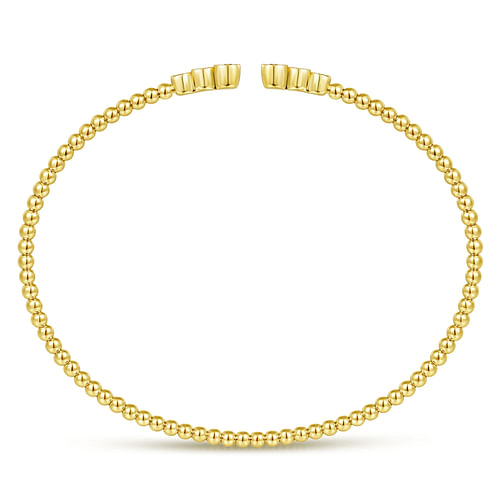 14K Yellow Gold Bujukan Bead Split Cuff Bracelet with Bezel Set Diamonds - 0.24 ct - Shot 3