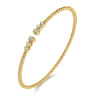 14K Yellow Gold Bujukan Bead Split Cuff Bracelet with Bezel Set Diamonds - 0.24 ct