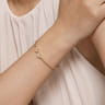 14K Yellow Gold Bujukan Bead Split Cuff Bracelet with Clover Diamond Endcaps - 0.38 ct