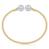 14K Yellow Gold Bujukan Bead Split Cuff Bracelet with Grey Pearls