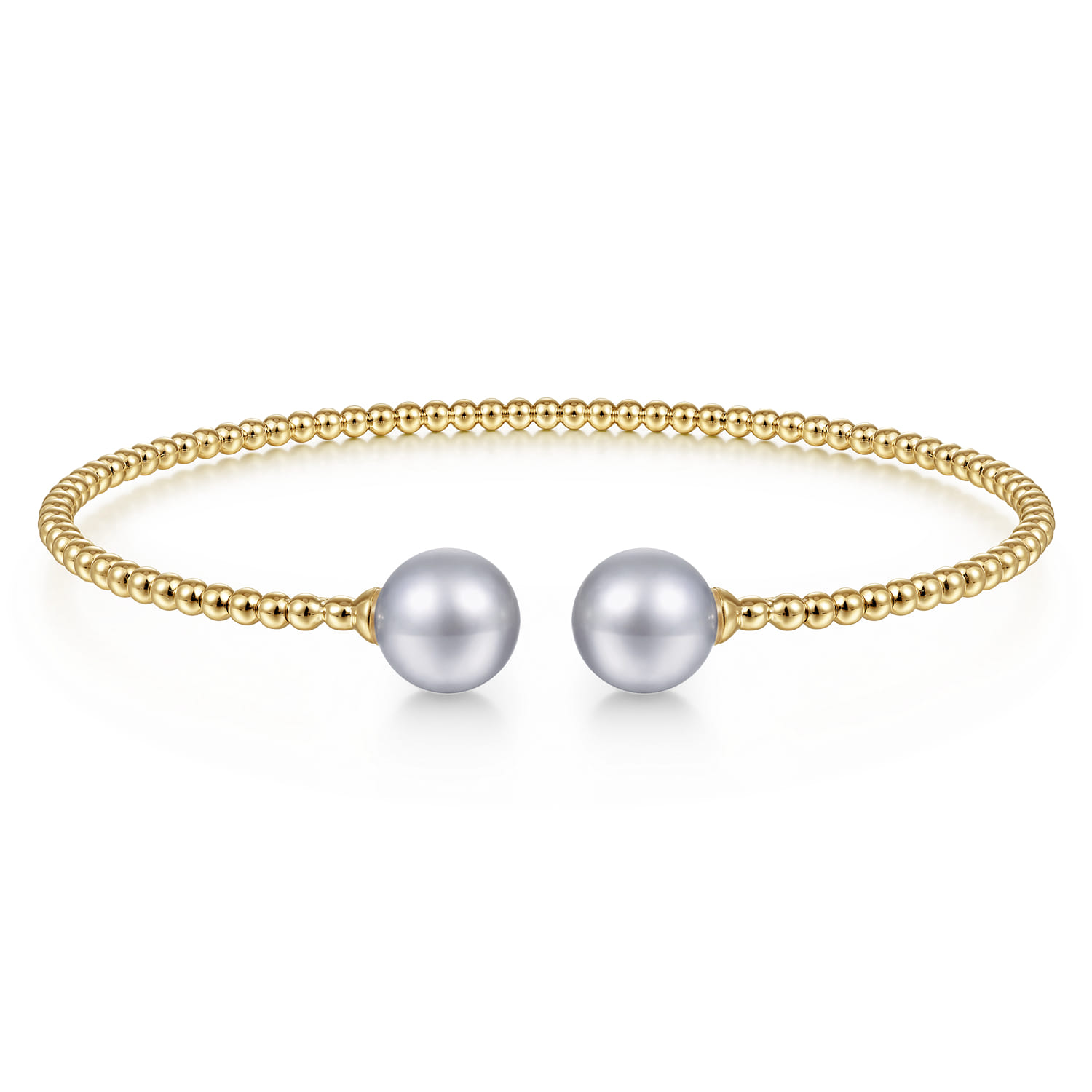 14K Yellow Gold Bujukan Bead Split Cuff Bracelet with Grey Pearls - Shot 1