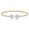 14K Yellow Gold Bujukan Bead Split Cuff Bracelet with Grey Pearls