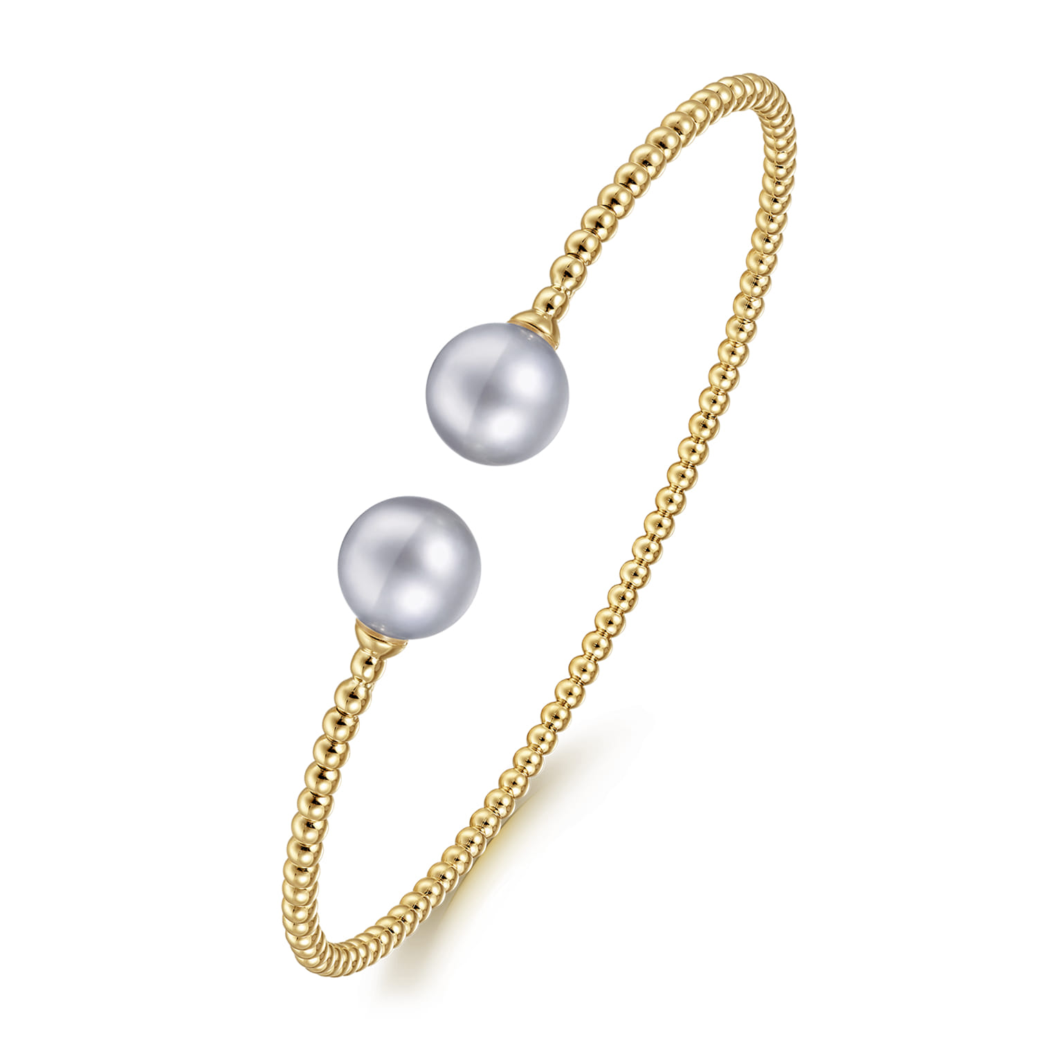 14K Yellow Gold Bujukan Bead Split Cuff Bracelet with Grey Pearls - Shot 2