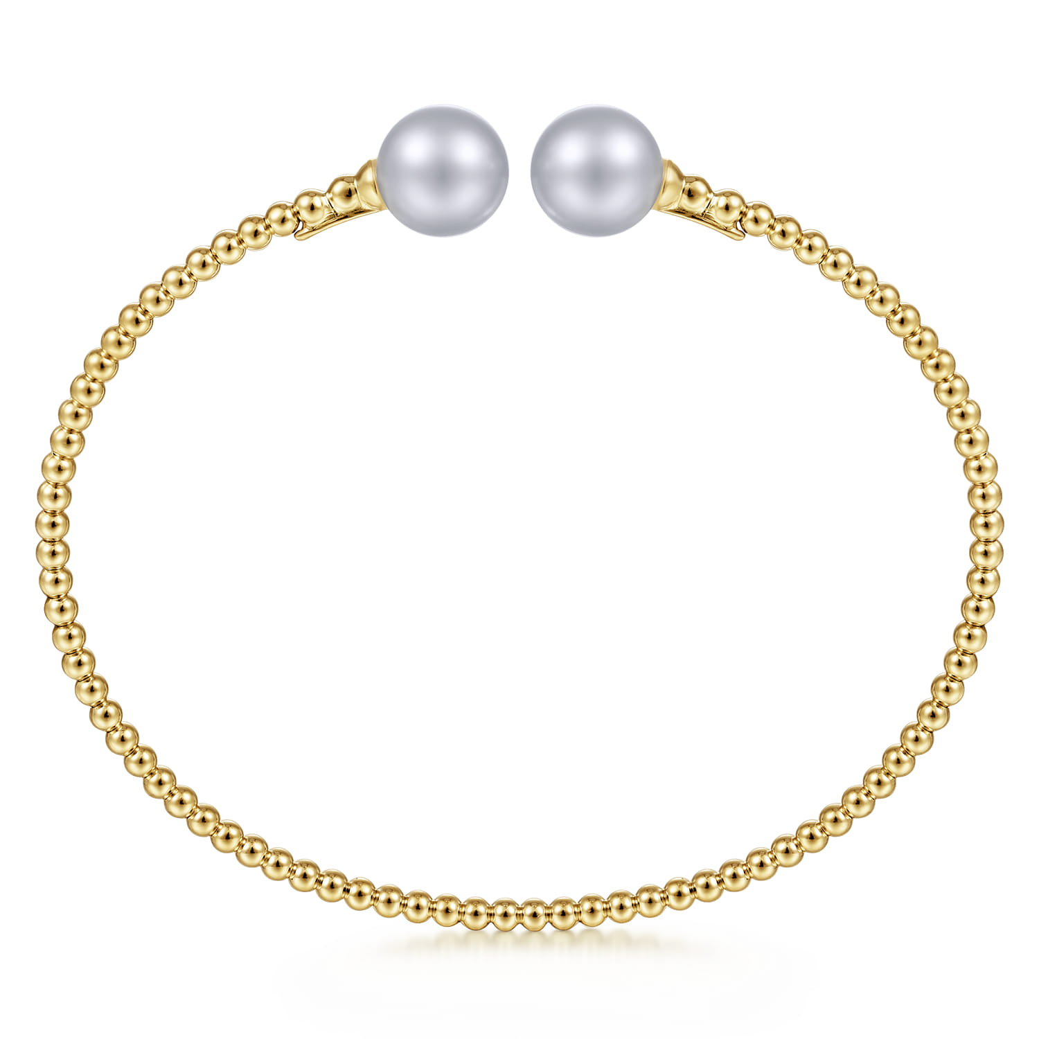 14K Yellow Gold Bujukan Bead Split Cuff Bracelet with Grey Pearls - Shot 3