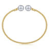 14K Yellow Gold Bujukan Bead Split Cuff Bracelet with Grey Pearls
