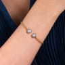 14K Yellow Gold Bujukan Bead Split Cuff Bracelet with Grey Pearls