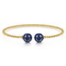 14K Yellow Gold Bujukan Bead Split Cuff Bracelet with Lapis Beads