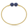 14K Yellow Gold Bujukan Bead Split Cuff Bracelet with Lapis Beads