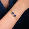 14K Yellow Gold Bujukan Bead Split Cuff Bracelet with Lapis Beads
