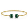 14K Yellow Gold Bujukan Bead Split Cuff Bracelet with Malachite Beads