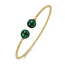 14K Yellow Gold Bujukan Bead Split Cuff Bracelet with Malachite Beads