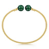14K Yellow Gold Bujukan Bead Split Cuff Bracelet with Malachite Beads