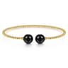 14K Yellow Gold Bujukan Bead Split Cuff Bracelet with Onyx Beads