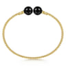 14K Yellow Gold Bujukan Bead Split Cuff Bracelet with Onyx Beads