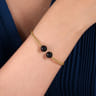14K Yellow Gold Bujukan Bead Split Cuff Bracelet with Onyx Beads