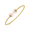 14K Yellow Gold Bujukan Bead Split Cuff Bracelet with Pink Pearls