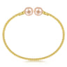 14K Yellow Gold Bujukan Bead Split Cuff Bracelet with Pink Pearls