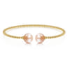 14K Yellow Gold Bujukan Bead Split Cuff Bracelet with Pink Pearls