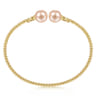 14K Yellow Gold Bujukan Bead Split Cuff Bracelet with Pink Pearls