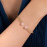 14K Yellow Gold Bujukan Bead Split Cuff Bracelet with Pink Quartz Beads