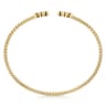 14K Yellow Gold Bujukan Bead Split Cuff Bracelet with Quatrefoil Diamond Endcaps - 0.38 ct