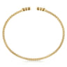 14K Yellow Gold Bujukan Bead Split Cuff Bracelet with Quatrefoil Diamond Endcaps - 0.4 ct