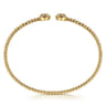 14K Yellow Gold Bujukan Bead Split Cuff Bracelet with Round Pave Diamond Discs - 0.3 ct