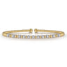 14K Yellow Gold Bujukan Bead Split Cuff Bracelet with Round White Gold Diamond Stations - 0.4 ct