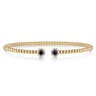 14K Yellow Gold Bujukan Bead Split Cuff Bracelet with Sapphire and Diamond - 0.12 ct